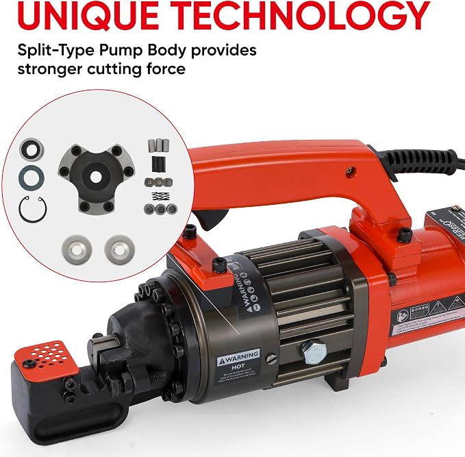 Electric Rebar Cutter, Portable 1300W Hydraulic Rebar Cutting Tool, Cuts up to 3/4 inch (#6) 4-20mm, 120V Corded, 1.5s Fast Cut, Model PC-20