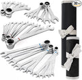 DURATECH 32-Piece Ratcheting Combination Wrench Set | 20PCS Combo Wrench Set & 12PCS Stubby Wrench Set, SAE & Metric, CR-V Steel, with Rolling Pouch