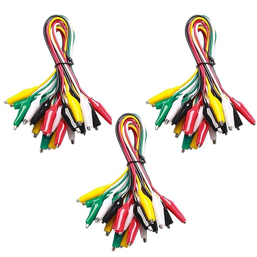 WGGE WG-026 10 Pieces and 5 Colors Test Lead Set & Alligator Clips,20.5 inches / 22 AWG Wire (3 Pack)