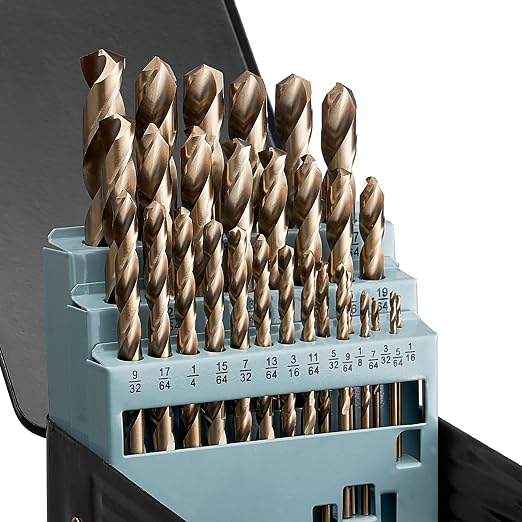 VEVOR Cobalt Drill Bit Set, 29Pcs (1/16" - 1/2") M35 High Speed Steel Cobalt Bits with Storage Case, 135 Degree Tip Twist Jobber Drill Bit for Metal, Stainless Steel, Aluminum Alloy, Wood, Plastic