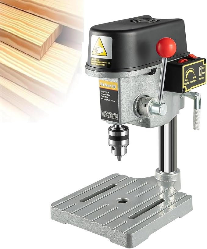 Mini Electric Bench Drill Stand, 3-Speed Benchtop Drill Press, 110V Low Noise Benchtop Variable Speed Drill Press Electric Bench Drilling Machine for DIY