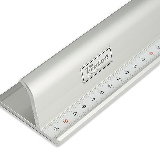 Victor 18-Inch Professional Aluminum Safety Ruler with Finger Guard Edge and Non-Slip Base – Precision Cutting Tool for Craft Projects – Durable Safety Ruler