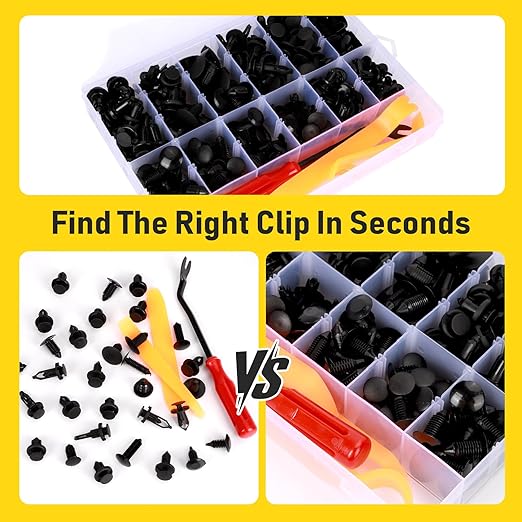 2Sets 260PCS Car Bumper Retainer Clips Kit - Auto Plastic Rivets & Push Fasteners Set, Most Popular Sizes for Door Trim, Panel, Fender - Compatible with GM, Ford, Toyota, Honda, Chrysler