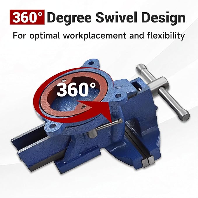 findmall 5" Bench Vise with Anvil 360° Swivel Locking Base Table Top Clamp Heavy Duty Vice Swivel Base Bench