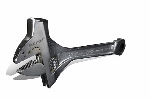 T10001 Mining Adjustable Wrench with Hammer, Chrome Finish, 12"