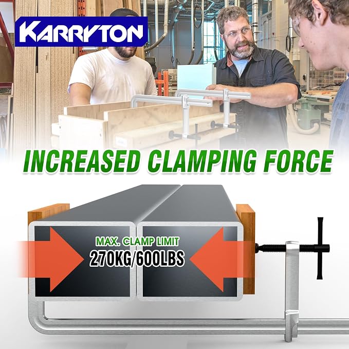 4-Pack 12"(300x80mm) F Clamp w/ 3" Throat Depth, Bar Size 5/8"x5/16", 600LB Clamping Force, Drop Forged Steel Bar Clamps for Wood, Metal, Pipe, Welding and DIY Projects