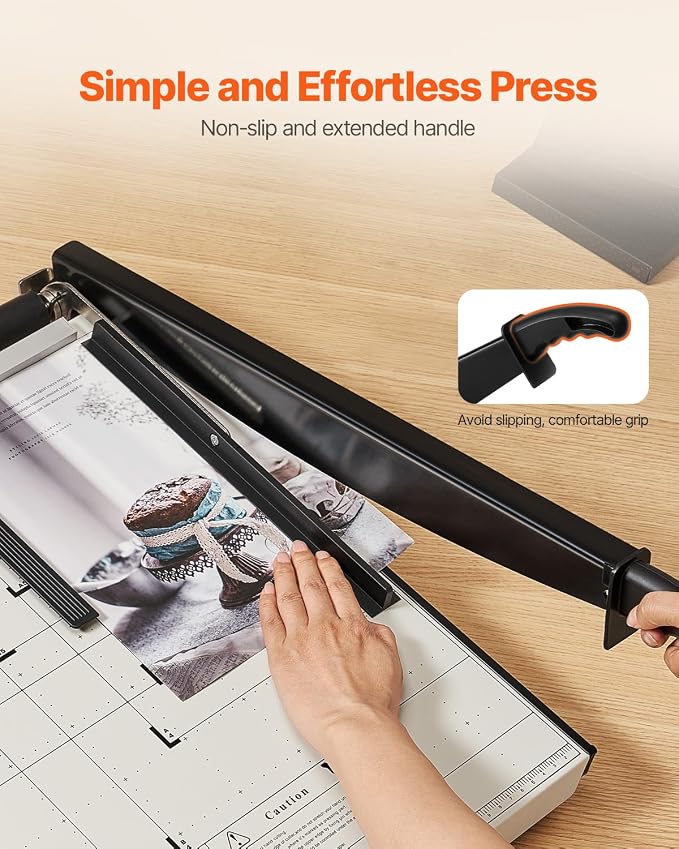 VEVOR Paper Cutter, 18 in Cut Length Guillotine Trimmer, 15-Sheet Capacity, Heavy-Duty Paper Cutter with Security Guard Rail/Blade Lock, Paper Trimmer for Cardstock, Cardboard, Home, Office & School