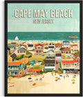 Cape May Beach New Jersey Unframed Wall Art Print Poster, US Vintage Retro Beach Scenery Posters Prints for Restroom Home Picture Painting Artwork Gallery 219 (Cape May Beach New Jersey, 20"L x 16"W, Unframed)