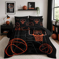 Basketball Court Print Twin Comforter Set for Boys,7Pcs Ball Sports Games Themed Bedding Set for Teens Kids Bedroom Decor,Soft Lightweight Comforter,Fitted Sheet,Flat Sheet,Pillowcases.