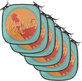 Lunarable Gallus Chair Cushion Pads Set of 6, Rooster and Sun Morning Vintage Agriculture Sunrise Farm Landscape, Anti-Slip Seat Padding for Kitchen & Patio, 16"x16", Turquoise Orange Ruby