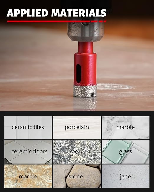 DAYDOOR 3/4" Diamond Hole Saw Bits with Pilot Drill Bit-2pcs 19mm Diamond Tile Hole Saw with Guiding Bit for Porcelain Tile Ceramic Pottery Granite Stone Glass Bottles(3/8" Triangle Shank)