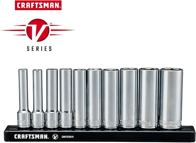 CRAFTSMAN V-SERIES Socket Set, Deep SAE, 1/4 Inch Drive, 10 Piece (CMMT17315V)