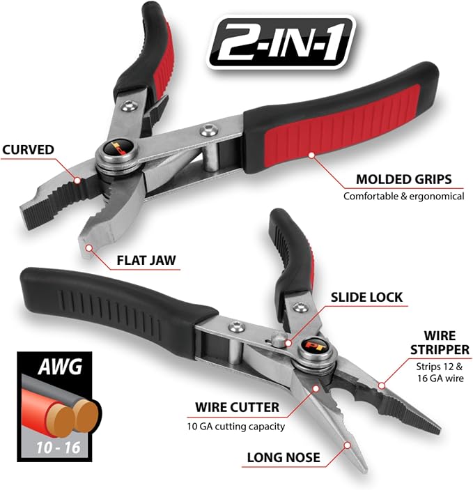 Performance Tool W1105 Side Locking 4-in-1 Dual Jaw Quick Pliers
