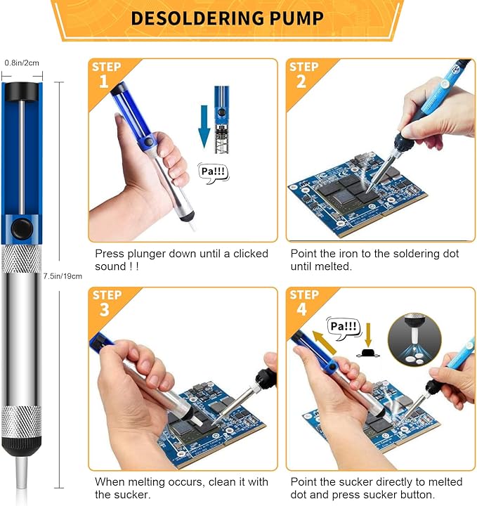 Soldering Iron Kit Electronics, 60W Adjustable Temperature Welding Tool, 5pcs Soldering Tips, Desoldering Pump, Soldering Iron Stand, Tweezers