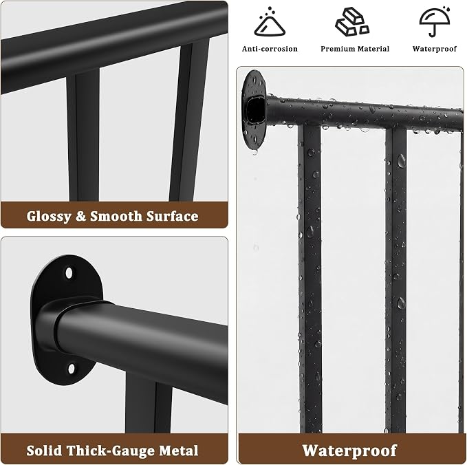 Metty Metal 5Ft W x 36in H Level Deck Railing Kit, Textured Black AAMA2604 Powder Coat, IBC Certified Guard Rail for Deck Porch Balcony Patio Outdoor