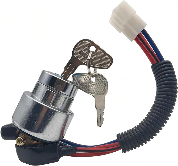 TC020-31820 Ignition Switch Replacement for Kubota Tractor | 4 Position 5 Terminal 2 Keys , High Quality Replacement for Kubota Garden Tractor L2800F L4400F MX5000F Tractor