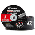 EZARC Cut Off Wheels 25 Pack, 3” x 1/16” x 3/8” Cutting Wheel, Metal & Stainless Steel Cutting Disc for Die Grinder