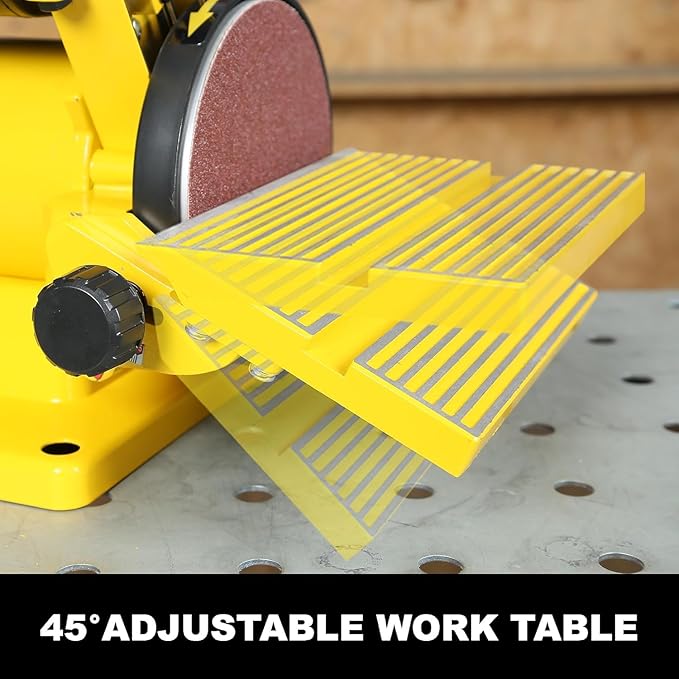 Woodskil 4.3A Belt Sander, 4 x 36 in. Belt & 6 in. Disc Sander, Double Dust Exhaust Port, Steel Base, 2Pcs Sandpapers Included