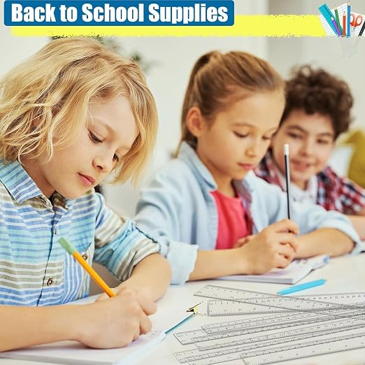 Rulers Bulk for Kids Classroom, 200 Pack 12 Inch Clear Rulers, Metric Ruler with Centimeters and Millimeters, Measuring Drawing Tools, Ideal Back to School Supplies(Clear)