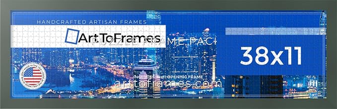 ArtToFrames Puzzle Frame for Buffalo Games 750 Piece Jigsaw Puzzles, 38x11 Inch (97x28 cm), Fern Green Engineered Wood with Economy Acrylic, Ready to Hang Puzzle Display