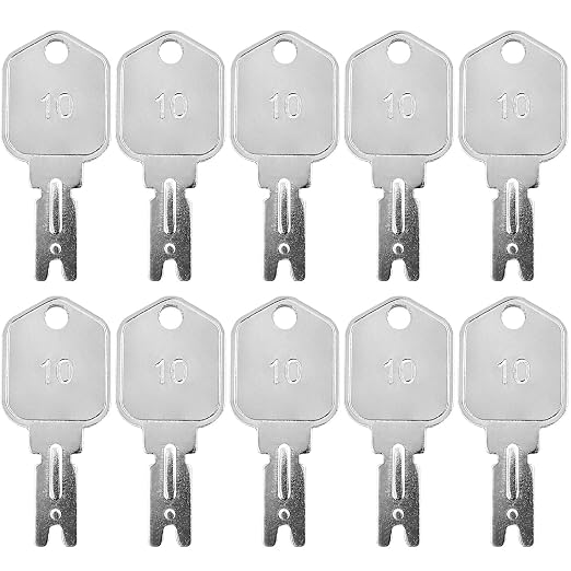 10-Pack Heavy Equipment Ignition Keys: Universal 166 Key Compatible with Clark, Yale, Hyster, Komatsu, Crown Compatible withklifts & More