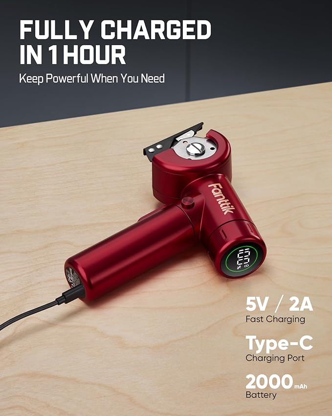 Fanttik C8 Nano Easyswap Cordless Electric Scissors with LED Display, Type-C Rechargeable Cardboard Cutter with 2 Blades, EasySwap Blade Change, LED Light, for Thin Cardboard Box Carpet Leather, Red