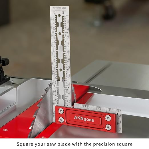 Precision Woodworking Square, Stainless Steel Square with Shoulder Lip, Self Standing for Quick Measurement, Built in Scribe Notches, Framing Tool for Professional Carpentry Use-12 Inch