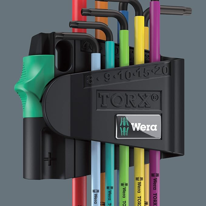 Wera 05024335001 967/9 TX BO Multicolour 1 L-key set for tamper-proof TORX® screws, BlackLaser, 9 pieces