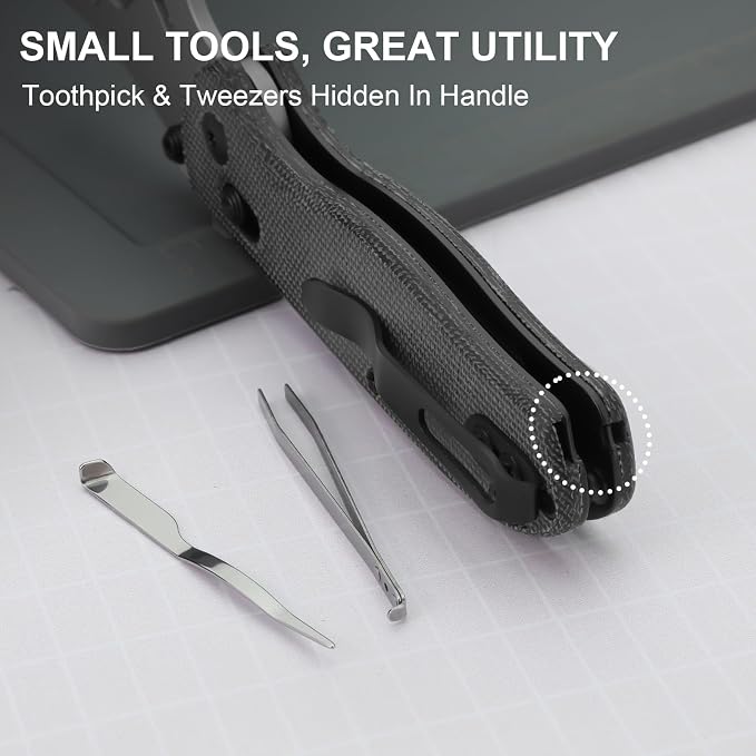 Kizer Uti Bear(New Dual-screw Version) Folding Utility Knife, Clutch Lock Box Cutter EDC Pocket knife with 5PCS Razor Blades, Pocket Knives with Pocket Clip for Men Women V3619JA3