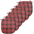 Lunarable Buffalo Plaid Chair Seating Cushion Set of 6, Arrangement with Lumberjack Themes Geometric Concept Pattern Print, Anti-Slip Seat Padding for Kitchen & Patio, 16"x16", Vermilion and Grey