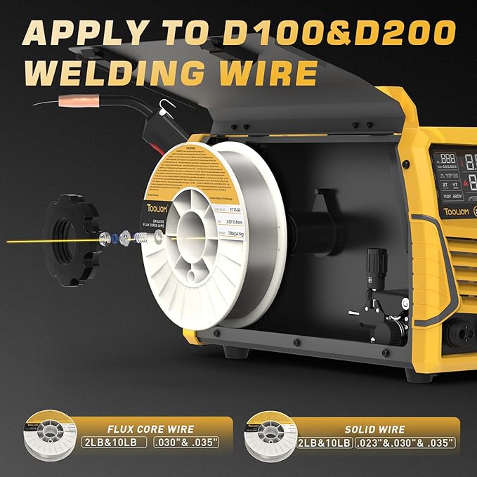 TOOLIOM 4 in 1 MIG Welder 180A Gas MIG/Flux MIG/Stick/Lift TIG Multiprocess Welding Machine 110V/220V Welder Kit with Lift TIG Torch