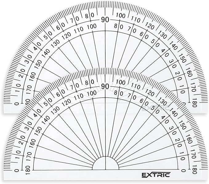 Protractor for Geometry, 4 Inch Clear Plastic Protractor for Woodworking, 2 Count Protractors for Classroom 180 Degrees, Math Protractors