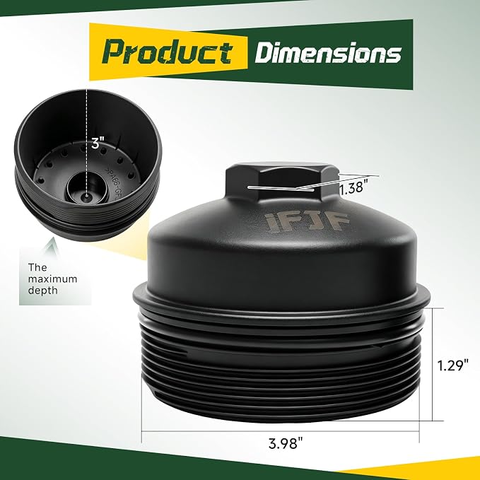 iFJF EC781 Oil Filter Plastic Cap Replacement for Ford 6.0L Powerstroke | for F250-F550 6.4L, Seamless Seamless-System Integration, 3K-5K Mile Routine Maintenance Ready, Fast Back-on-the-Road Setup