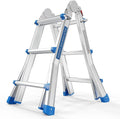 LUISLADDERS Ladder, A Frame Step Ladder Telescoping Ladder, Muti Position Folding Ladder Flared Leg & Wheels Design, 330 lbs Capacity Extension Ladder for Household Outdoor Work (13 FT)