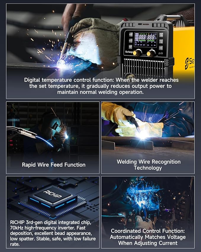 200Amp MIG Welder, 2026 Newest [Large LED Display] 110/220V Welding Machine, 7 in 1 STICK/Lift-TIG/MIG/SYN/SpoolGun/Flux/Spot, Ideal for DIY and Metal Workshop