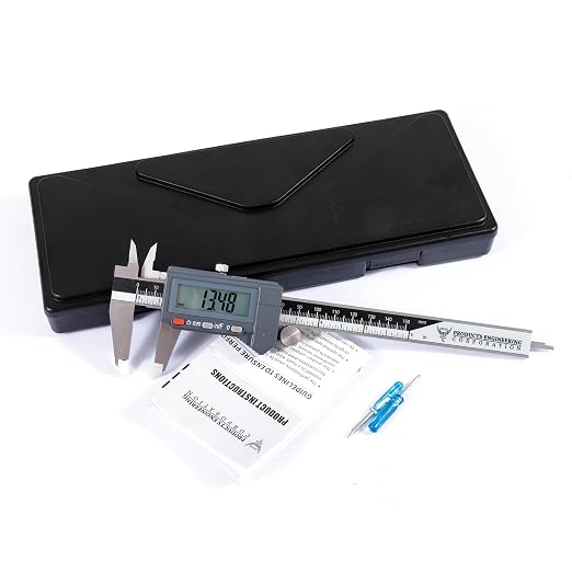 PEC Tools 6" / 150mm Digital Caliper, IP54 Electronic Caliper, ±0.02mm/0.001" Accuracy, Carbide-Tipped Faces, DIN 862 Certified Tool for OD/ID/Step/Depth Measuring