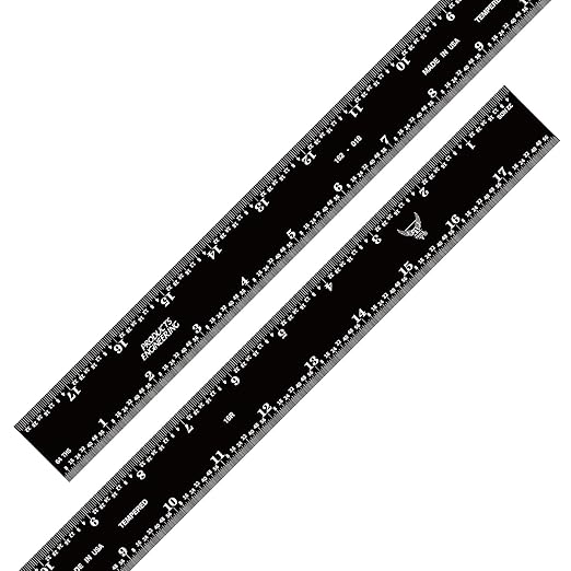 PEC Tools 18" Rigid Metal Ruler, Made from Premium Stainless Steel with Black Chrome Finish, 16R Graduation (1/32", 1/64", 1/50", 1/100"), Easy to Read Machinst Rule for Professionals, Made in USA