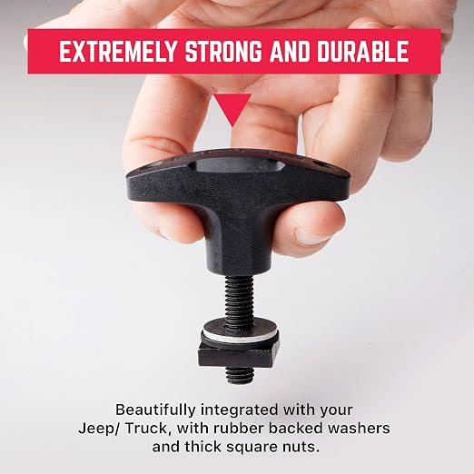 GPCA Quick Release Tie Down Anchor T-Handle M8 25mm for Jeep | Screw with Nuts, Jeep Hardtop Removal, Heavy-Duty Truck Bed, Cargo Tie Down Hooks, 4x4 Off-Road Accessories (6PC, Black)