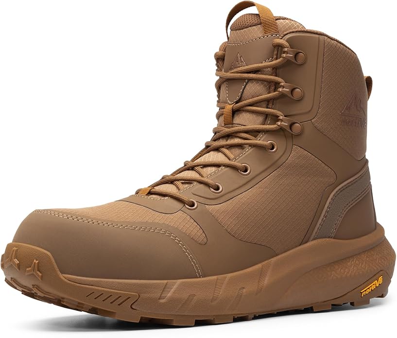 NORTIV 8 Men's Composite Toe Work Boots – 8'' Lightweight ASTM F2412-24 & ASTM F2913-24 Safety Boots with Side Zipper for Construction & Warehouse, Metrostrike-Nano