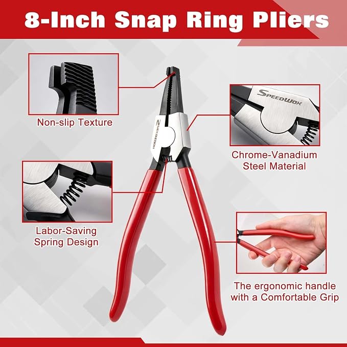SPEEDWOX 8 Inches Lock Ring Pliers Special Angle Tip Circlip Pliers