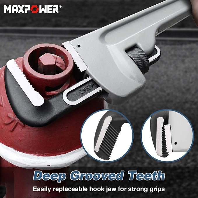 MAXPOWER 36-inch Pipe Wrench, 4.7” Jaw Opening, Aluminum Plumbing Wrench | Heavy Duty Straight Pipe Wrench