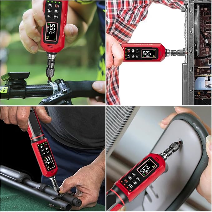 Digital Torque Screwdriver, 0.8-53.1in-lbs/0.09-6Nm, ±1% Accuracy | Electrician Torque Screwdriver, LED , Buzzer, Vibration, 9 Preset Mode and 5 Units, For Bike, Gunsmithing , Scope Mounting