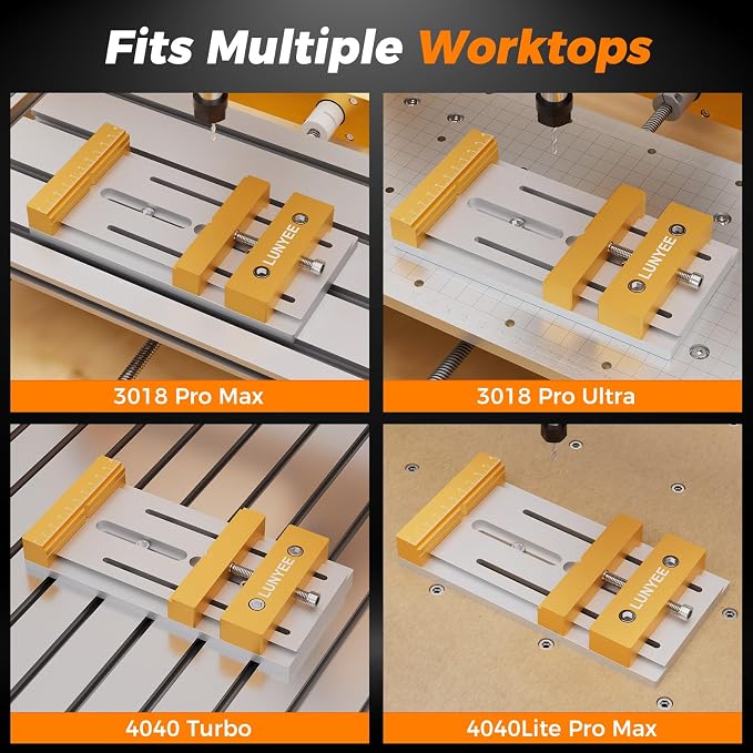 Low Profile CNC Vise for CNC Router Machine, Aluminum Workholding Clamp for Wood & Metal Milling, Designed for Limited Z-Axis Machines, 7.87" x 3.94" (20x10cm), 136mm Clamping Range