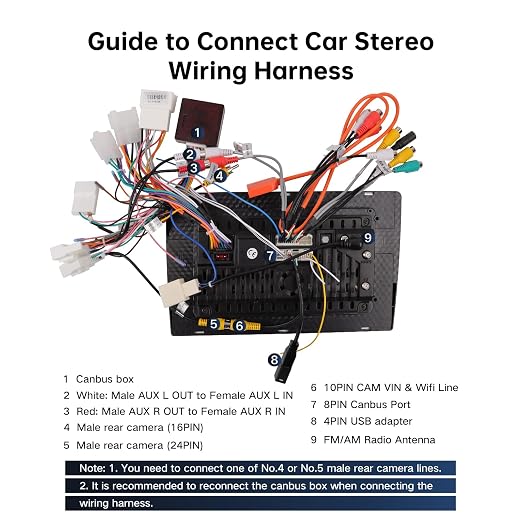 16PIN Car Radio Wiring Harness for Toyota Corolla RAV4 Camry 4Runner Tundra Highlander 2014-2018, Aftermarket Stereo Wire Harness with CANBUS Adapter Support JBL, Backup Camera, SWC