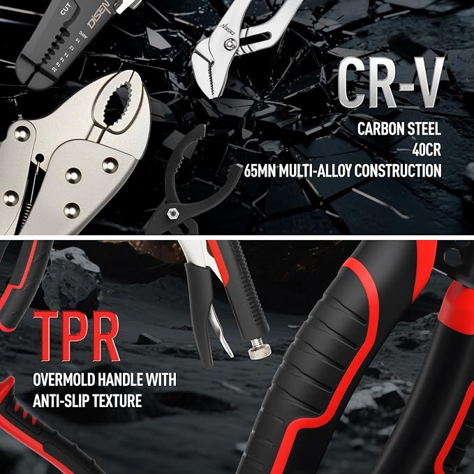 DISEN Pliers Set, 21 Pieces Full Assortment of Plier with EVA, Versatile Pliers Tool Set for Plyers Ideal as Home Use, Holiday, Fathers' Day Gift
