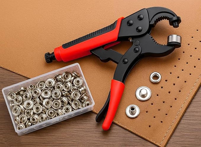 Heavy Duty Snap Fastener Kit – 210PCS Marine Grade Stainless Steel Snap Tool Set for Canvas, Boat Covers, Awnings, Fabric, Tents – Rustproof, Easy Installation, All-in-One Fastener Repair Kit-Red