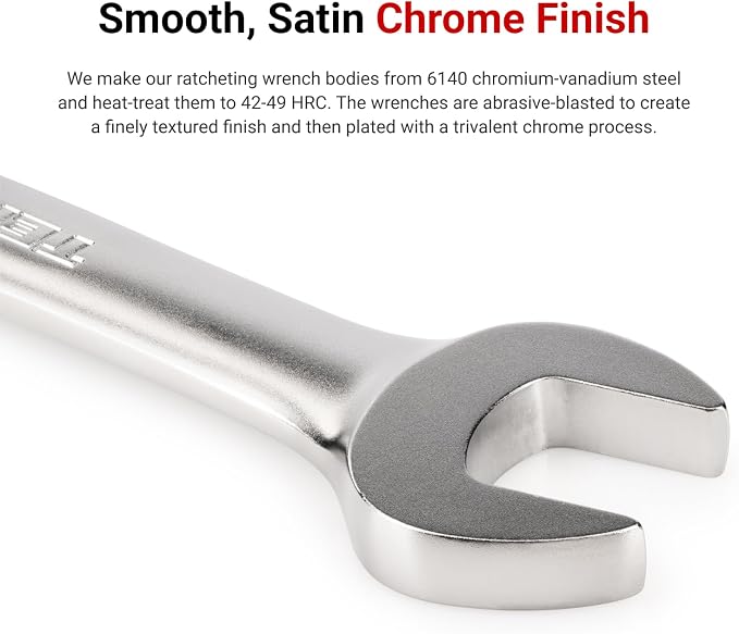TEKTON Reversible Ratcheting Combination Wrench Set, 14-Piece | WRC94002 | (6 - 19 mm), 12-Point, Satin Chrome Finish