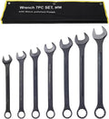7PC Jumbo Combination Wrench Set, Metric, 33, 34, 36, 38, 41, 46, 50mm | 7PC Jumbo Combination Wrench Set, Metric, Extra Large Combination Wrench Sets, Black Oxide Finish with Pouch (7PC-Metric)