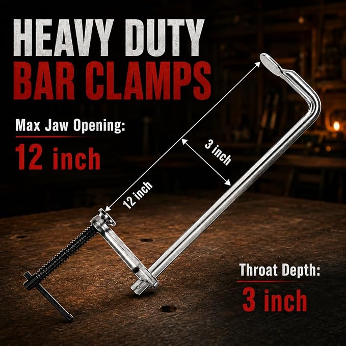 12" Welding Clamps, Drop-Forged F Clamp, Max Load Limit 440 lbs