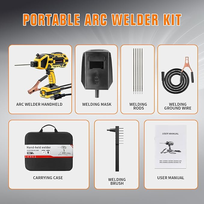Handheld Welding Machine 110V 120A Portable Electric Welder Machine ARC Welder Gun with IGBT Inverter 5 Variable Current Adjustment for 3/32"-1/8" Welding Rod Tool